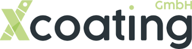Logo der Firma xcoating GmbH mit einem grünen Symbol und modernem Schriftzug.