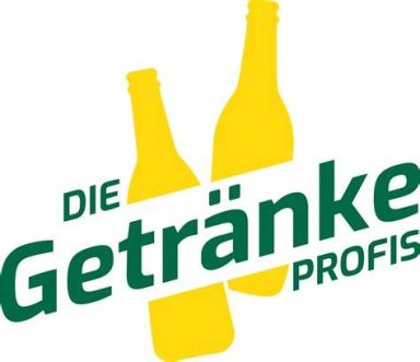 Logo von "Die Getränke Profis" mit zwei Flaschen und grünem Schriftzug.
